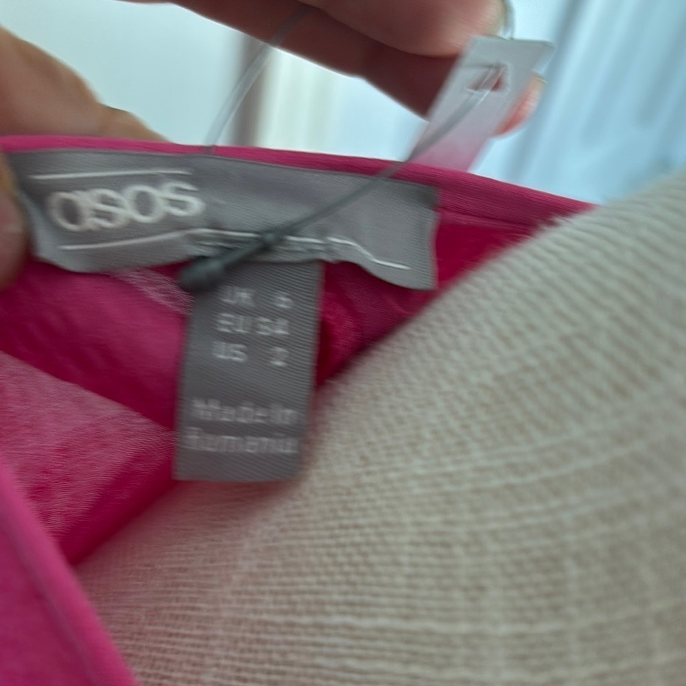 ASOS Fuchsia Long Sleeve V-Neck Dress - Picture 2 of 7